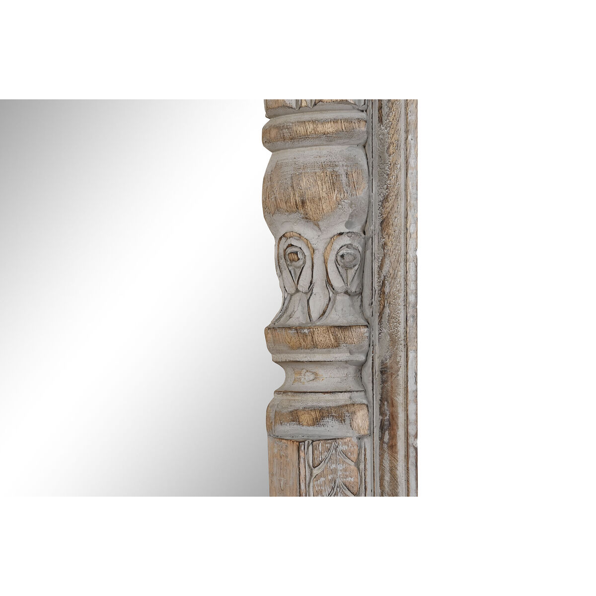 Настінне дзеркало DKD Home Decor Білий Коричневий Деревина манго Дзеркало 50,8 x 7 x 184 cm-2