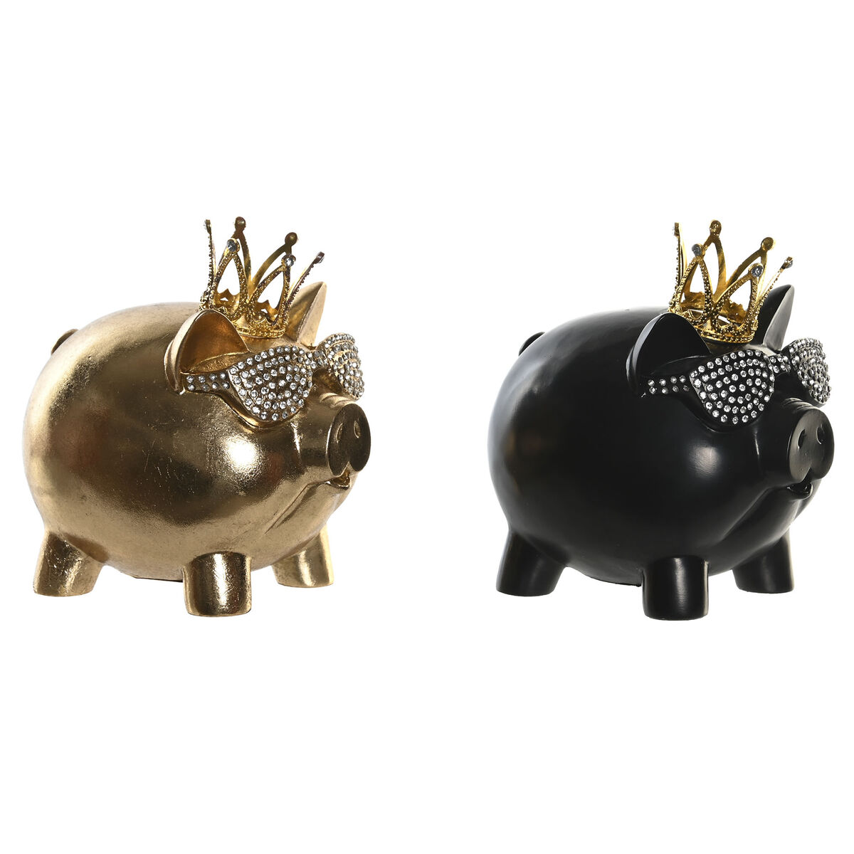 Декоративная фигура DKD Home Decor 13,5 x 11 x 14 cm Чёрный Позолоченный Хряк (2 штук)