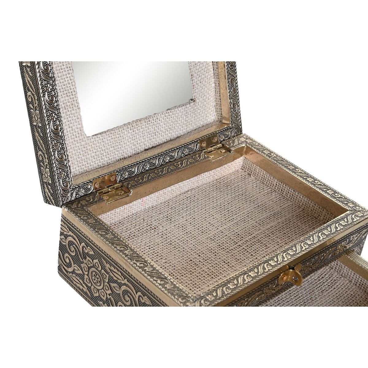 Шкатулка DKD Home Decor 17,5 x 12,5 x 8,5 cm Шампанское Натуральный Алюминий-2