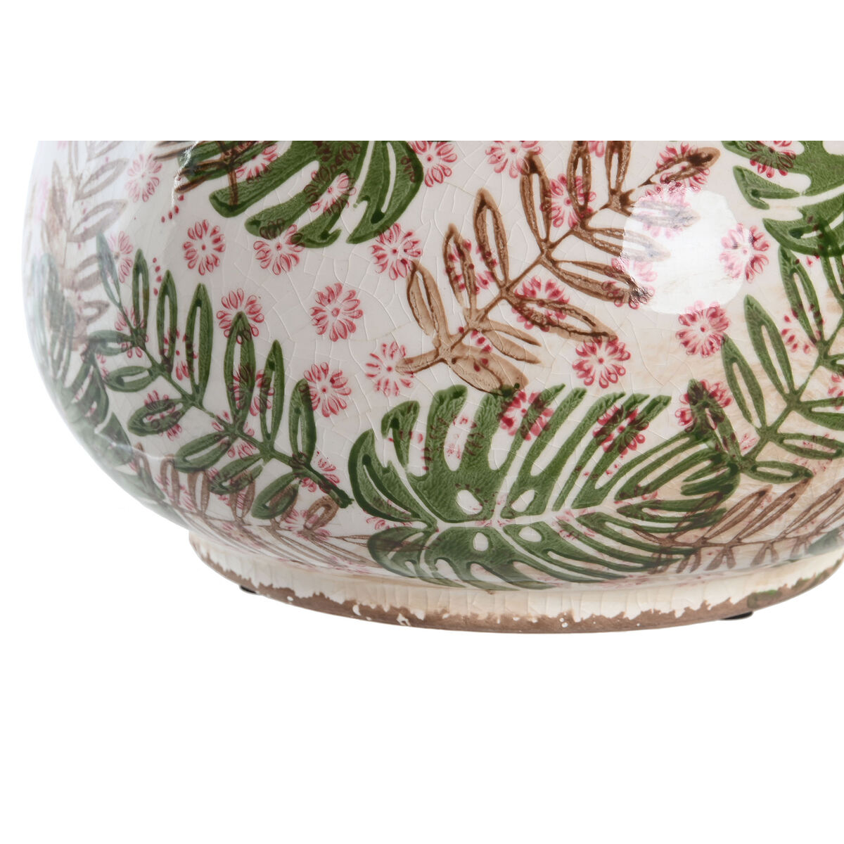 Кувшин DKD Home Decor 21 x 20 x 16 cm Коричневый Белый Зеленый Керамика Тропический Лист растения-2