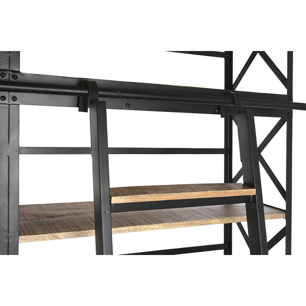 Полка DKD Home Decor 180 x 35 x 220 cm Натуральный Чёрный Металл Древесина манго-7