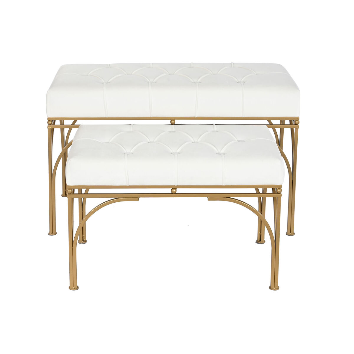 Banchetti DKD Home Decor Metallo Bianco 80 x 40 x 48 cm (2 pezzi)-4