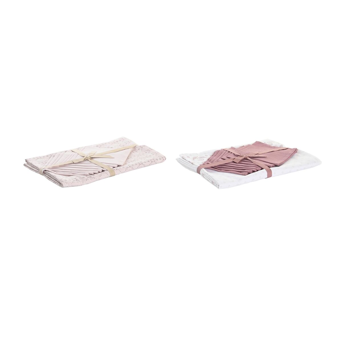 Скатерть и салфетки DKD Home Decor 150 x 250 x 0,5 cm Розовый Белый (2 штук)-2