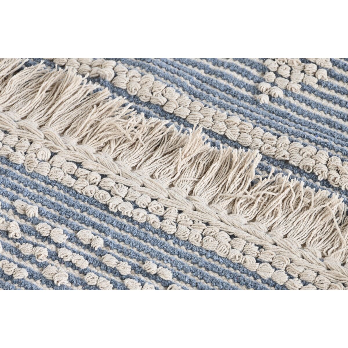 Carpet DKD Home Decor 180 x 120 x 2 cm Blue Cotton White Boho-3