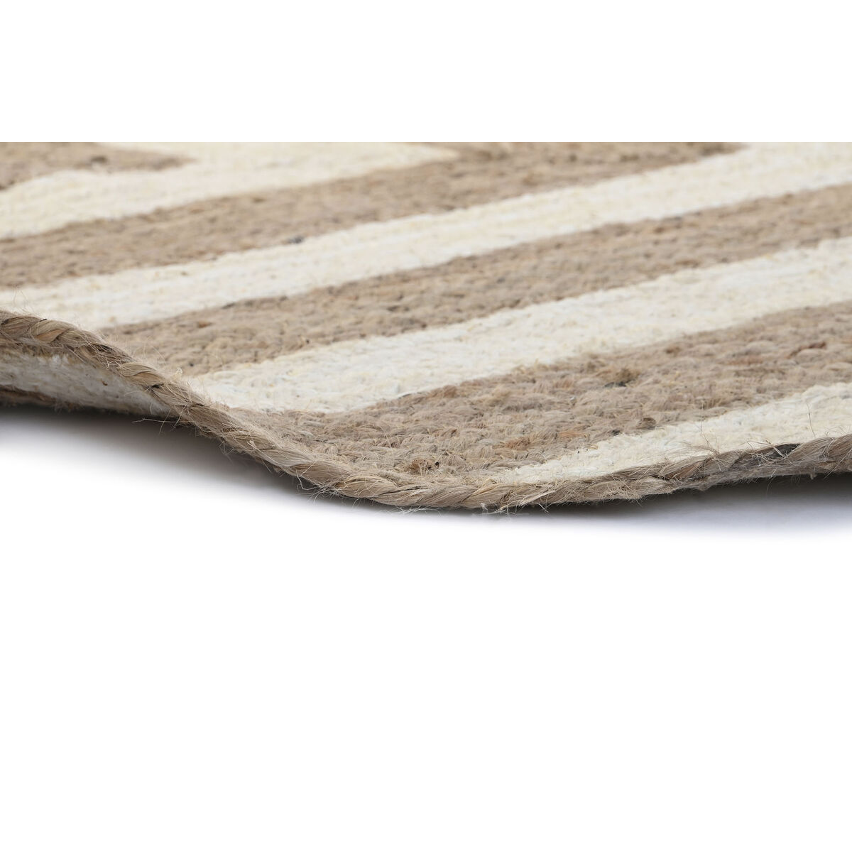 Covor DKD Home Decor Scandi alb lumina maro iută (200 x 200 x 1 cm)-4