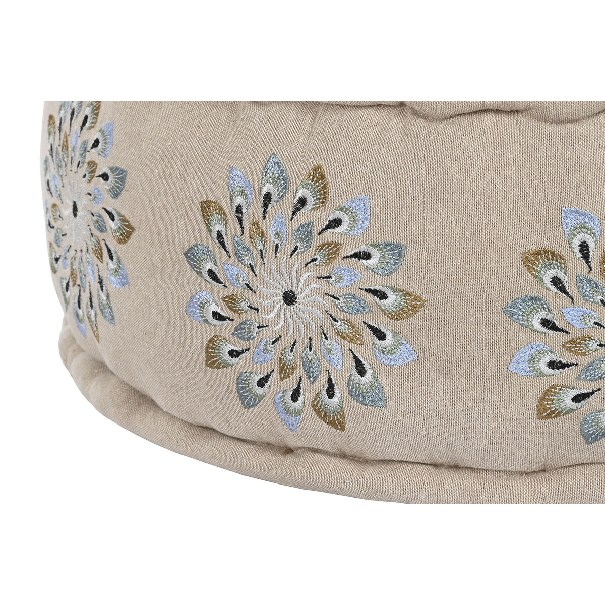 Pouf DKD Home Decor Blue Beige 60 x 60 x 27 cm-5