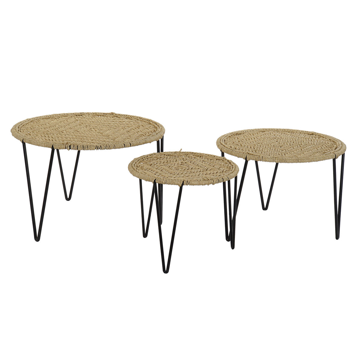 Үш үстел жиынтығы DKD Home Decor қоңыр қара табиғи 62 x 62 x 40 см 62 x 62 x 40,5 см-3