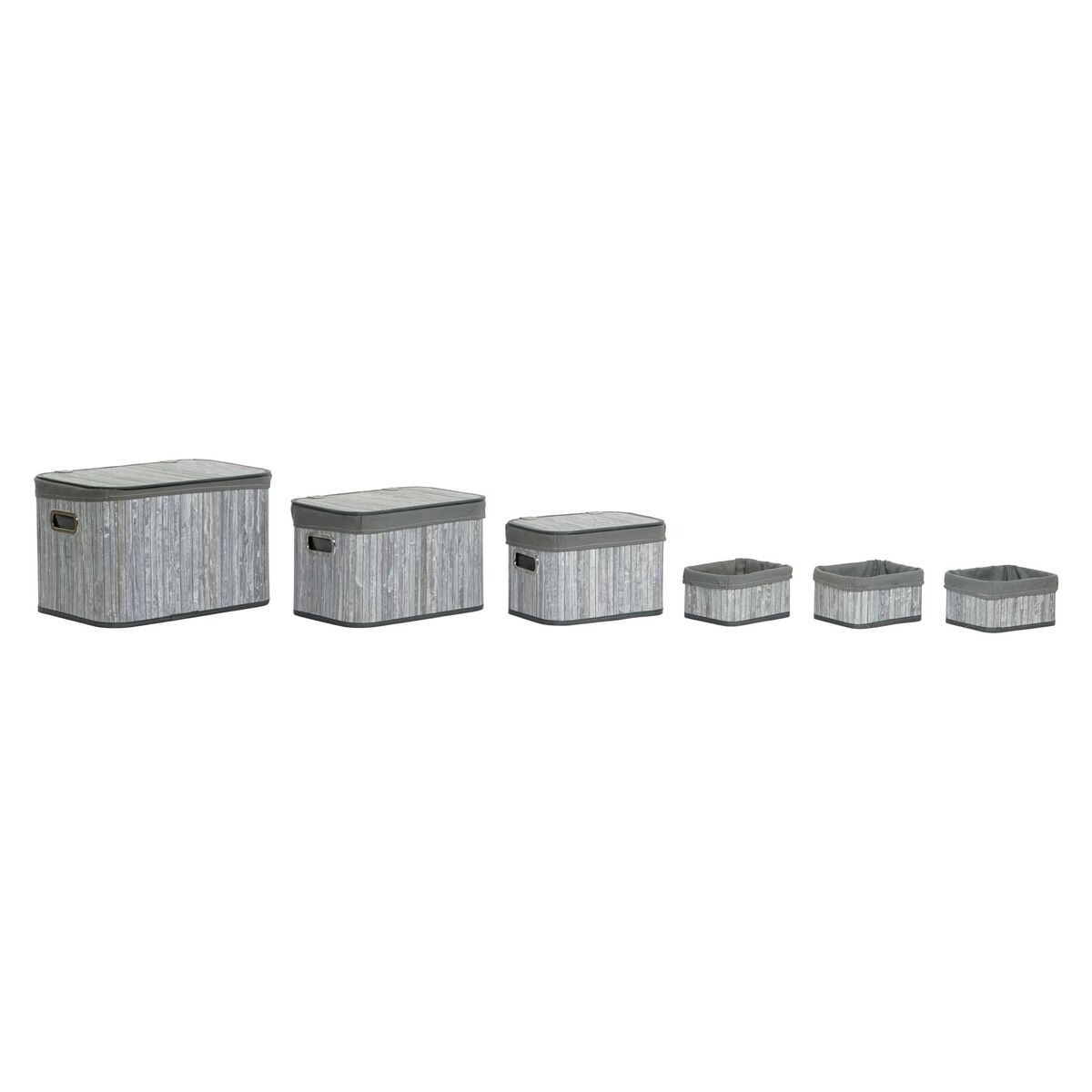 Набор корзин DKD Home Decor Белый Серый Бамбук Деревянный MDF 51 x 35 x 33 cm