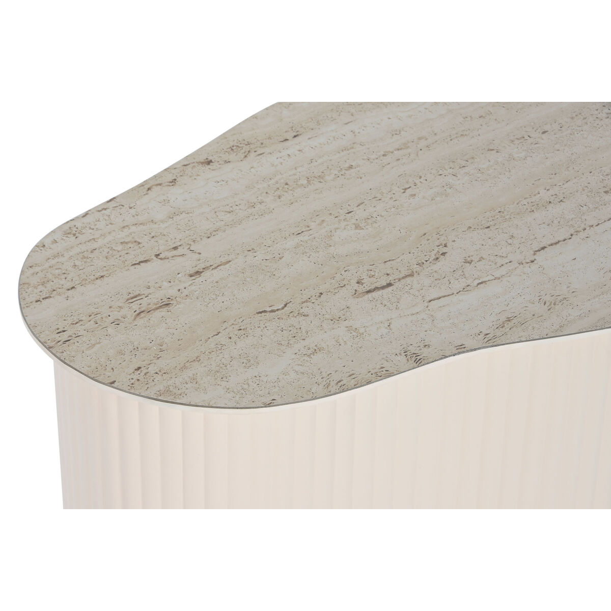 Yardımcı Masa Ev ESPRIT Beyaz Bej Açık Kahverengi Metal Seramik 70 x 46 x 38 cm-2