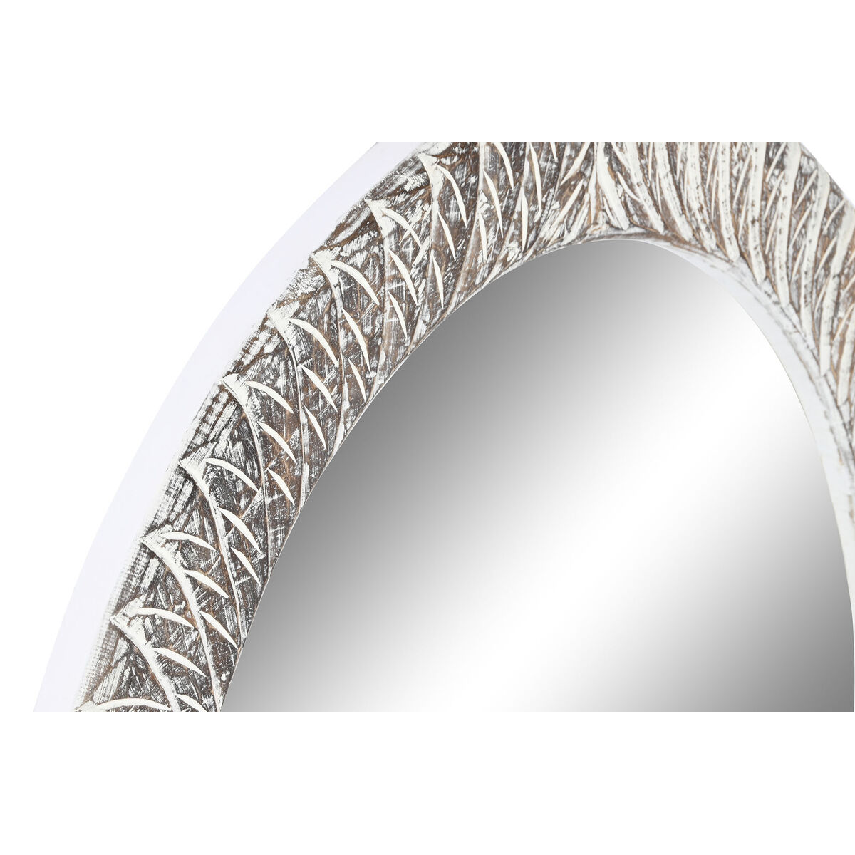 Настенное зеркало Home ESPRIT Белый Коричневый Древесина манго Маринованный резьба по дереву 75 x 4 x 90 cm-4