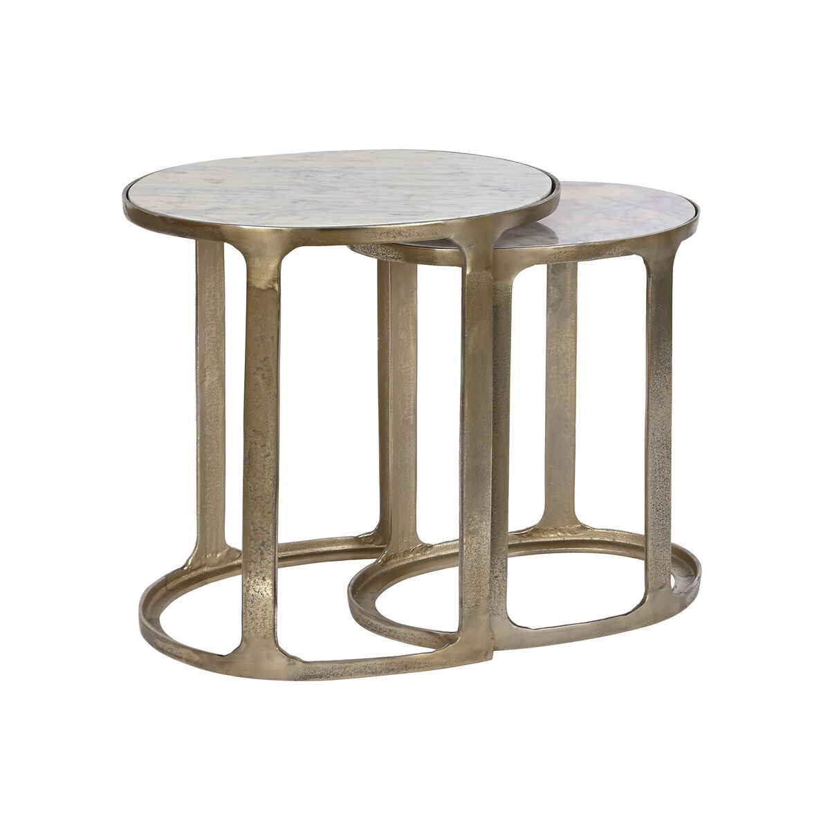 Набор из двух столиков Home ESPRIT Белый Серебристый 55 x 39 x 56 cm-4