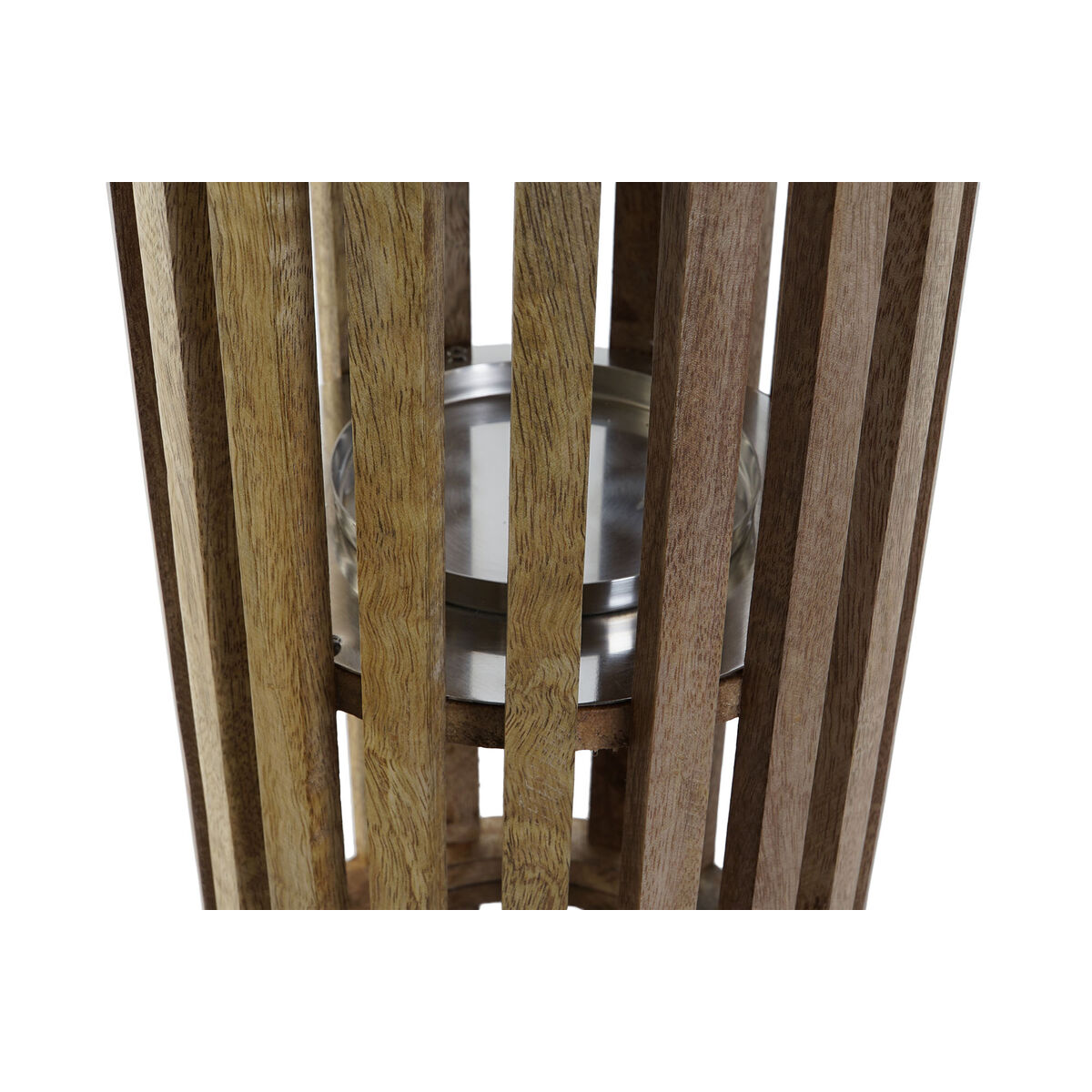 Подсвечник DKD Home Decor Коричневый Серебристый Натуральный Стеклянный Древесина манго 20 x 20 x 50 cm-2