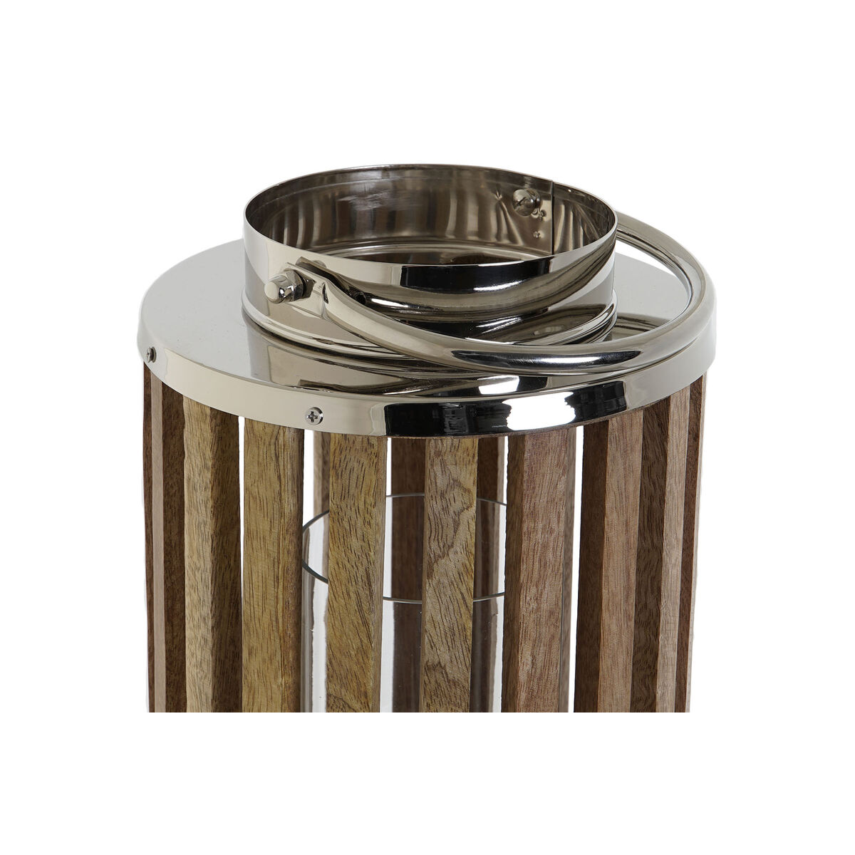 Подсвечник DKD Home Decor Коричневый Серебристый Натуральный Стеклянный Древесина манго 20 x 20 x 50 cm-4