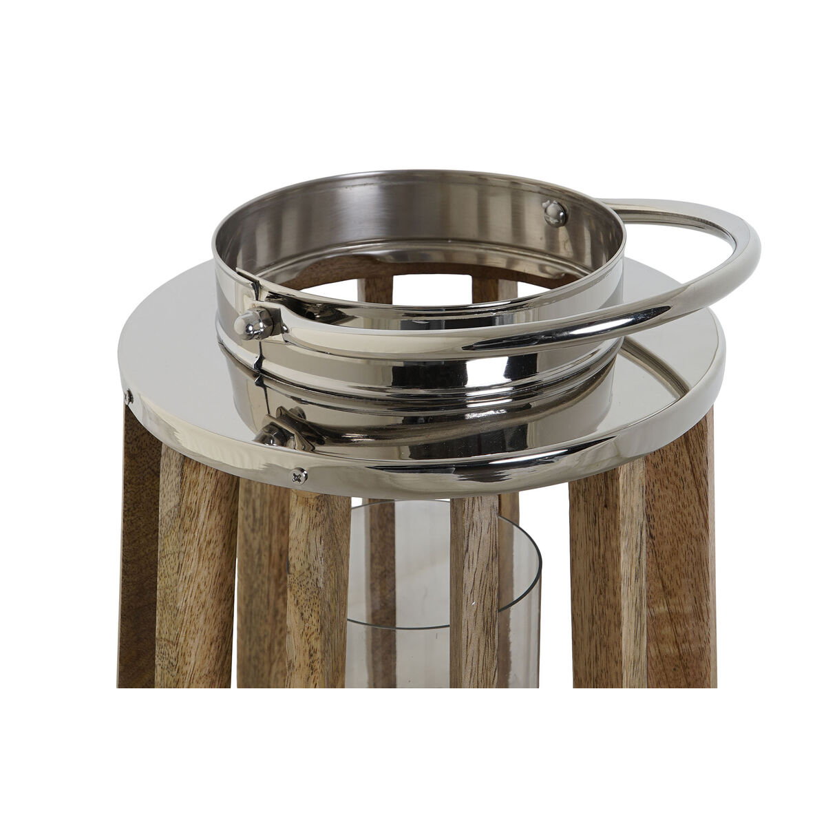 Подсвечник DKD Home Decor Коричневый Серебристый Натуральный Стеклянный Древесина манго 26 x 26 x 31 cm-4