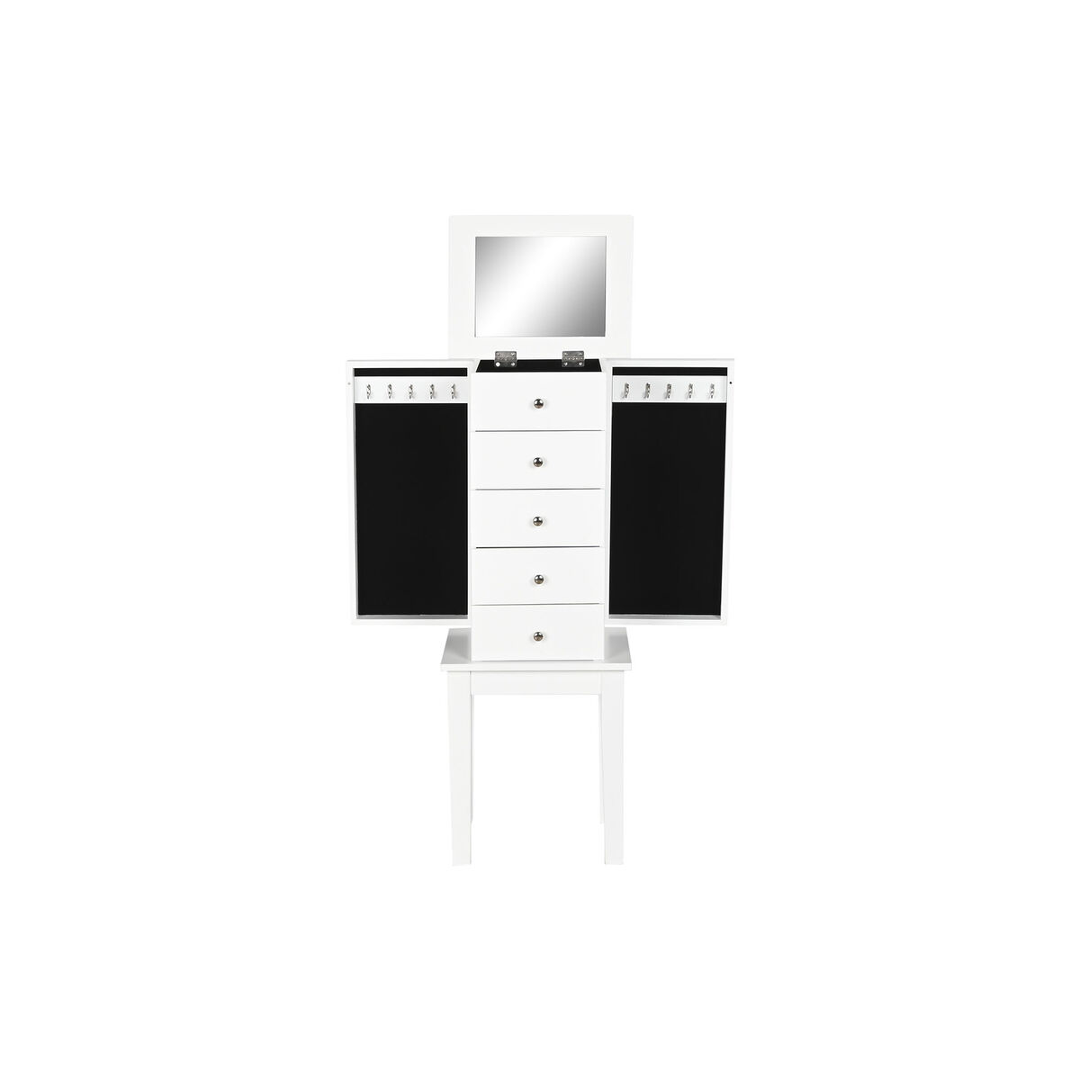Foot Jewelry Box Home ESPRIT White Mirror Wooden MDF 34 x 26.5 x 92 cm-2