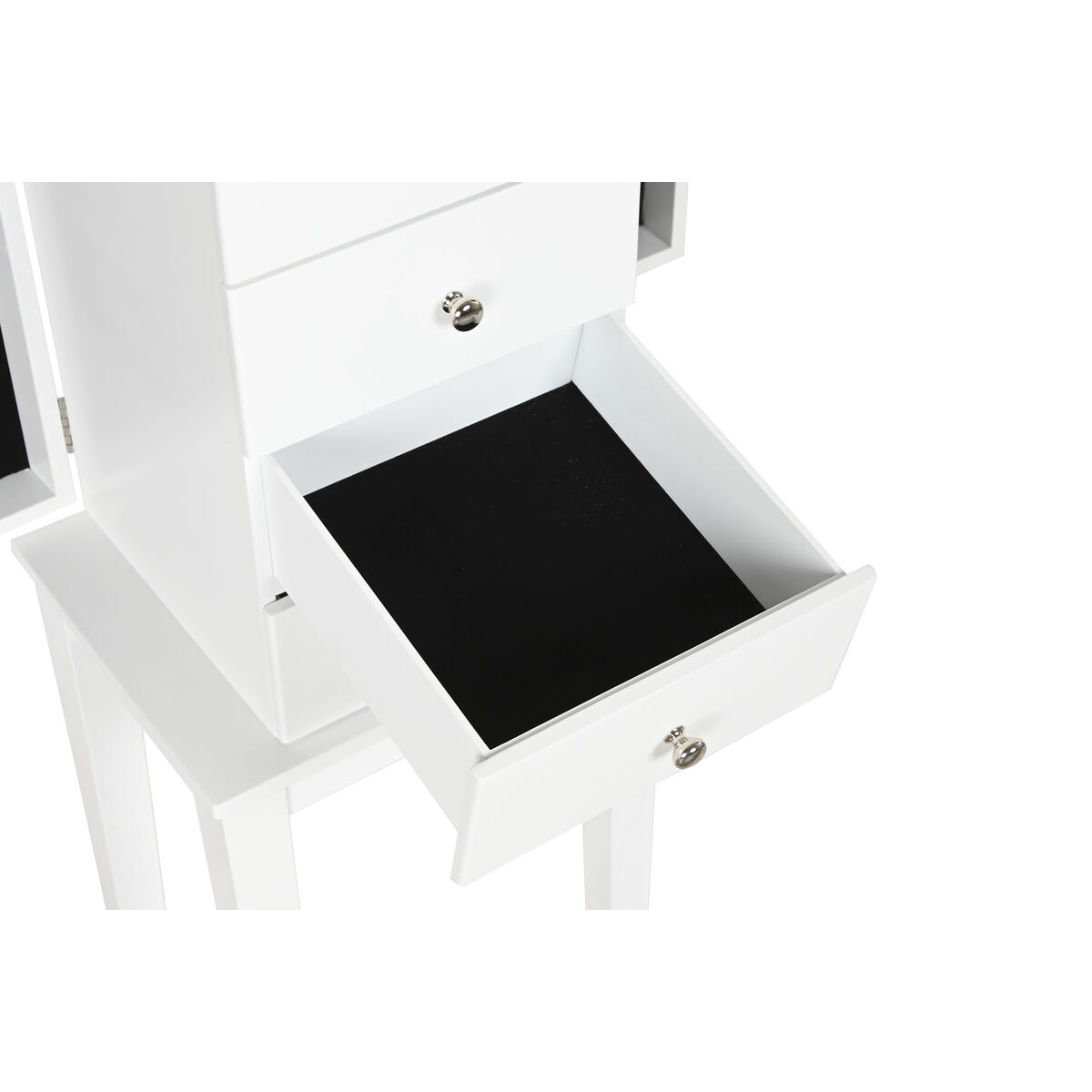 Foot Jewelry Box Home ESPRIT White Mirror Wooden MDF 34 x 26.5 x 92 cm-7