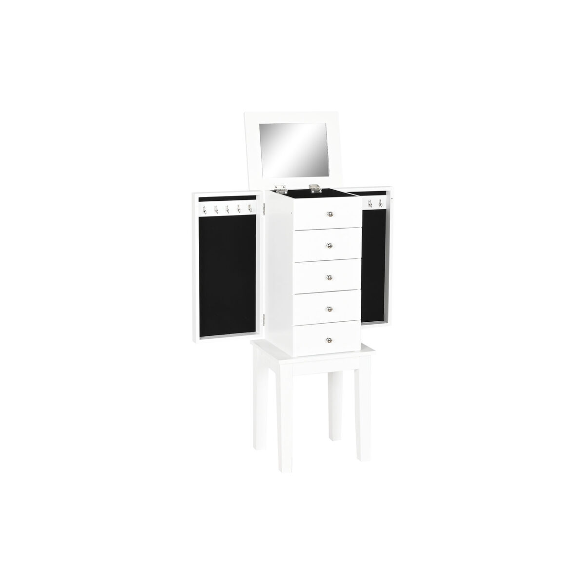 Foot Jewelry Box Home ESPRIT White Mirror Wooden MDF 34 x 26.5 x 92 cm-8