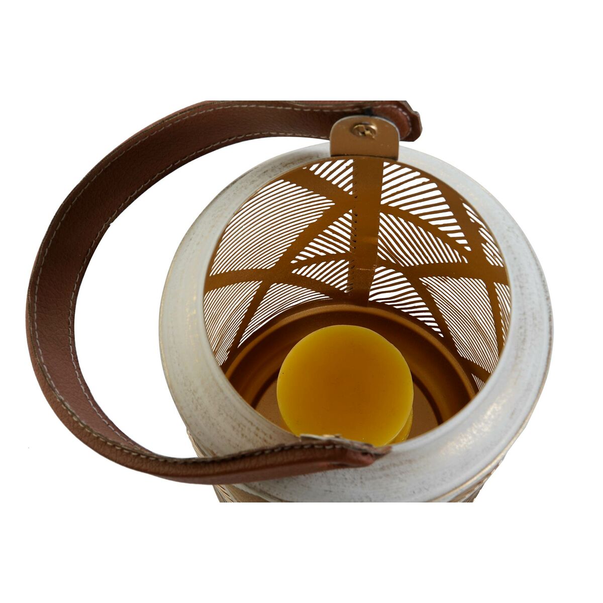 Набор подсвечников DKD Home Decor Белый Позолоченный Кожа Металл 25 x 25 x 45 cm (3 штук)-2