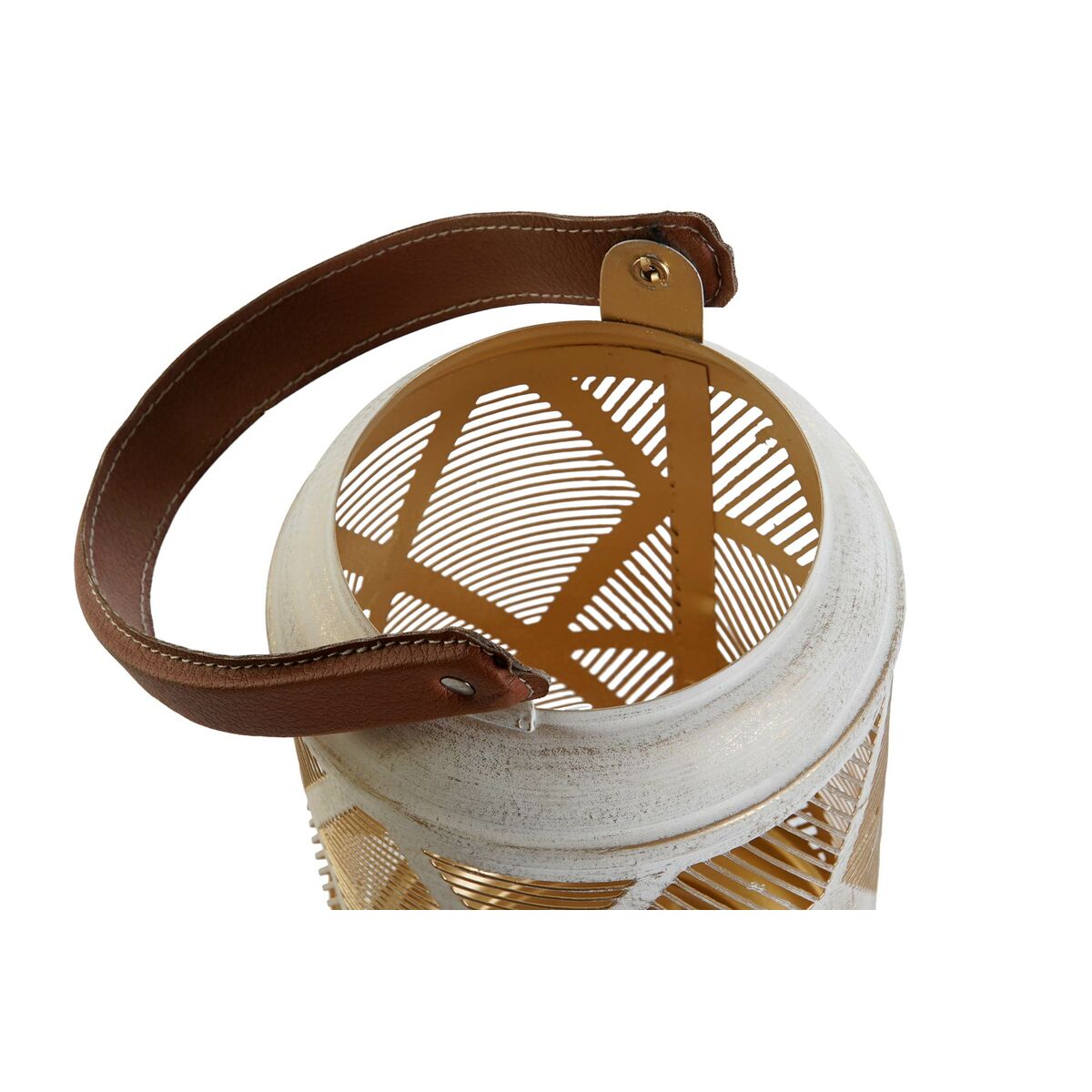 Набор подсвечников DKD Home Decor Белый Позолоченный Кожа Металл 25 x 25 x 45 cm (3 штук)-3