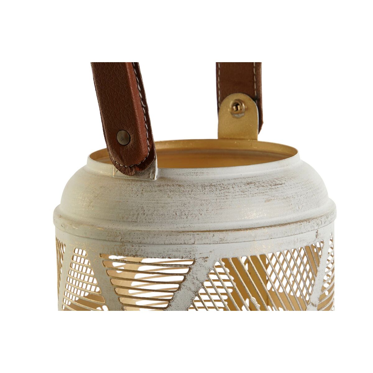 Набор подсвечников DKD Home Decor Белый Позолоченный Кожа Металл 25 x 25 x 45 cm (3 штук)-4