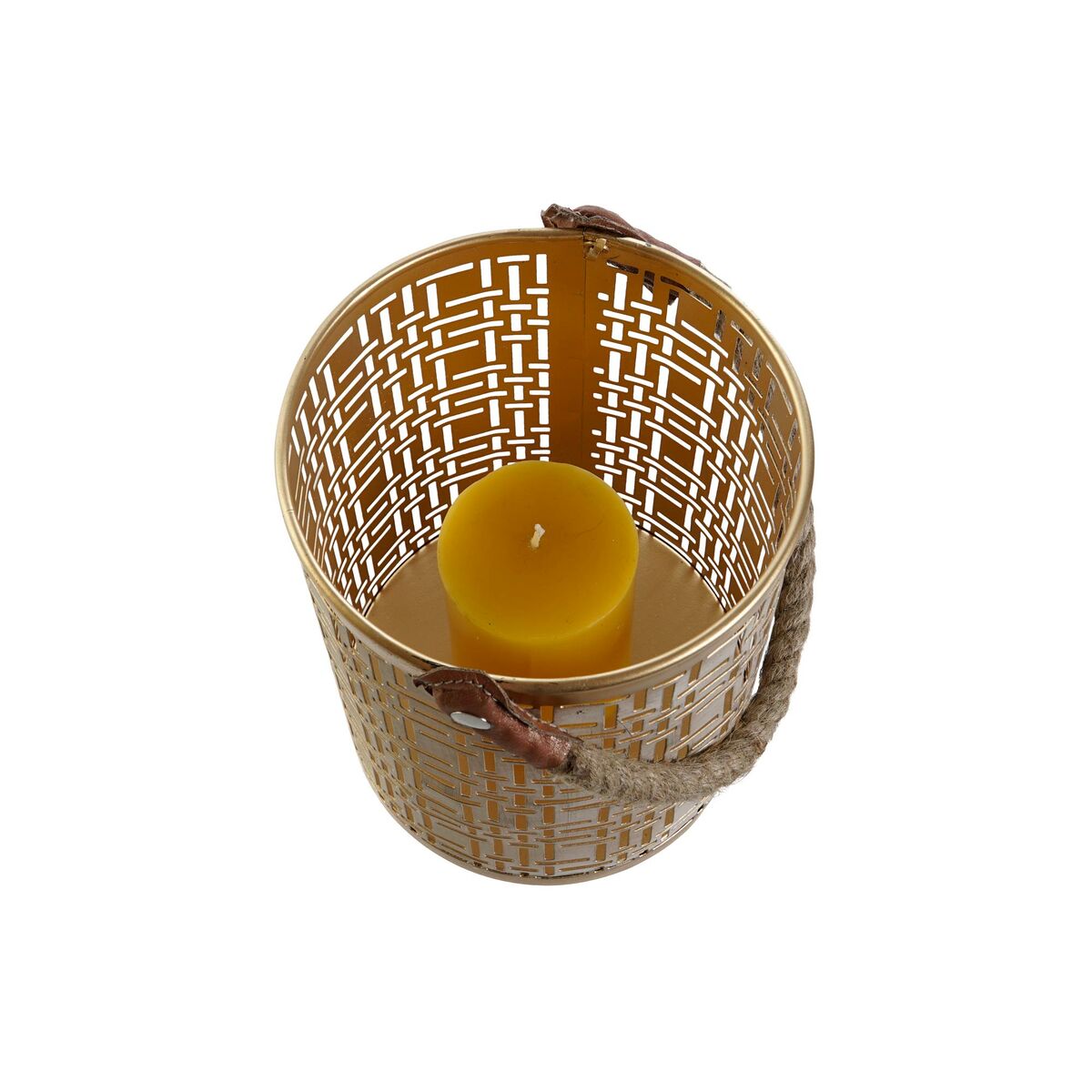 Набор подсвечников DKD Home Decor Белый Позолоченный Джут Металл 25 x 25 x 35 cm (3 штук)-2