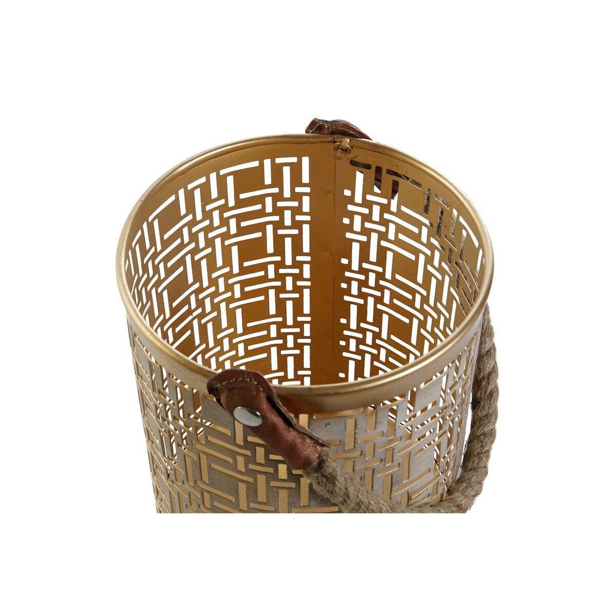 Набор подсвечников DKD Home Decor Белый Позолоченный Джут Металл 25 x 25 x 35 cm (3 штук)-3