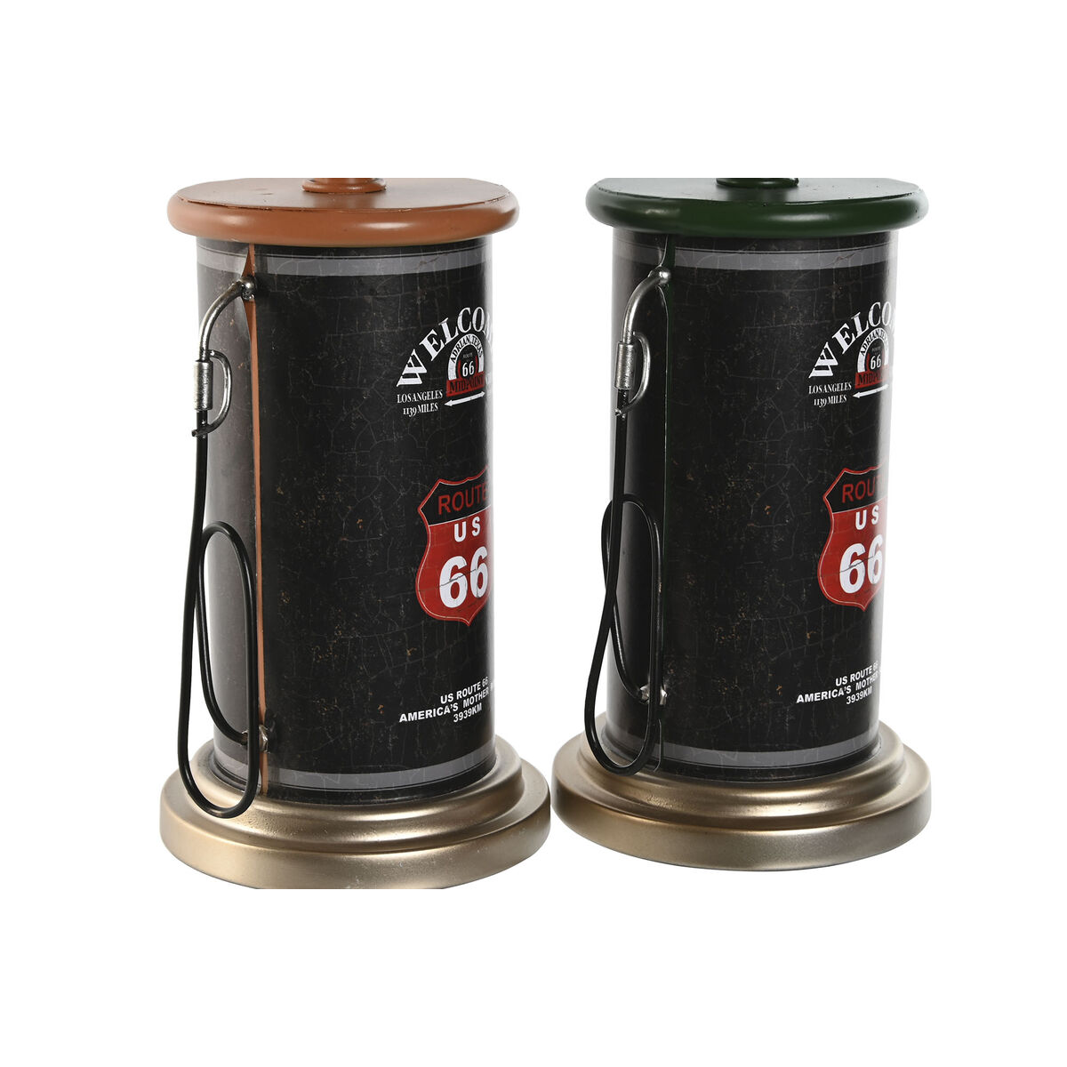 Настольные часы Home ESPRIT Чёрный Зеленый Оранжевый Металл полипропилен Vintage 13 x 13 x 35 cm (2 штук)-3