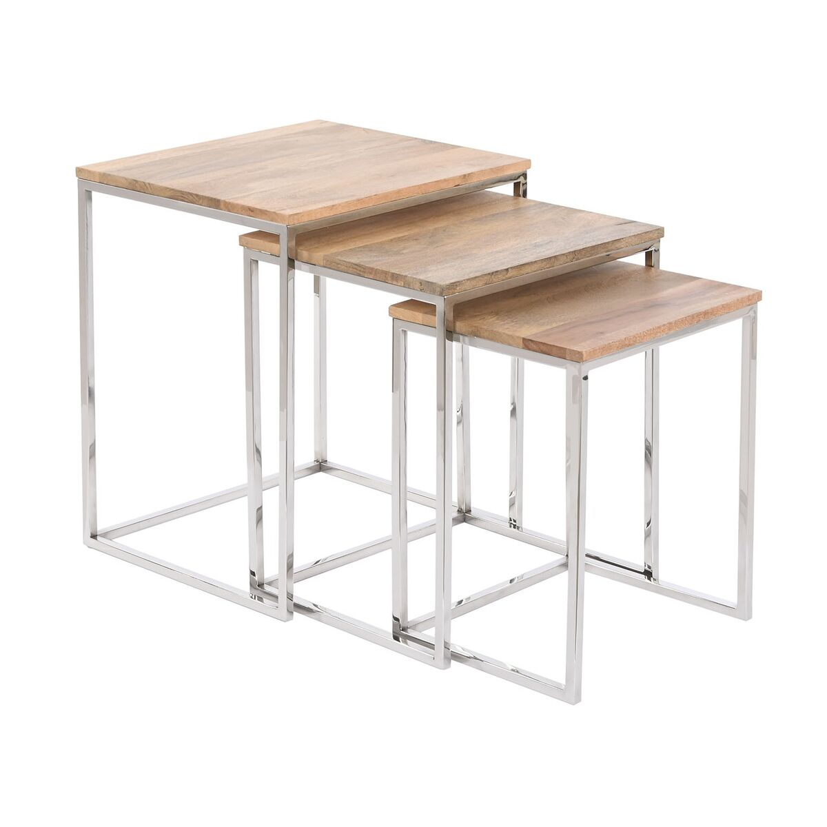 Үш Home ESPRIT Қоңыр Күміс Табиғи болат акация сүрегінің жиынтығы 46 x 41,5 x 55,5 cm