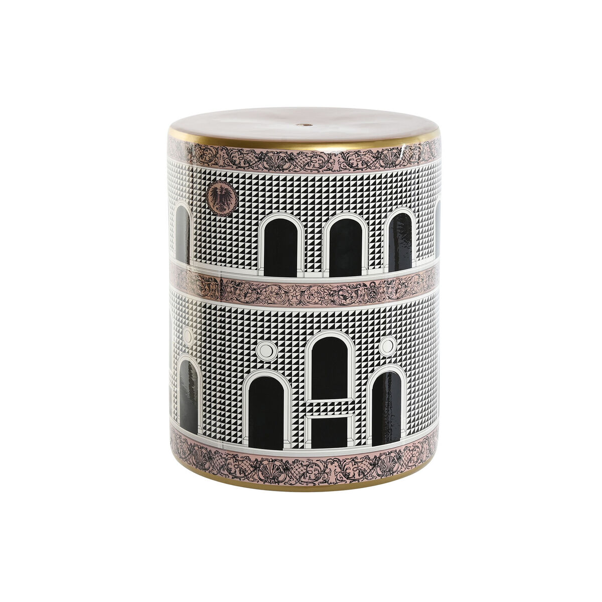 Көмөкчү стол үй ESPRIT Ак Black алтын жалатылган шабдалы фарфор 33 x 33 x 42 см-3