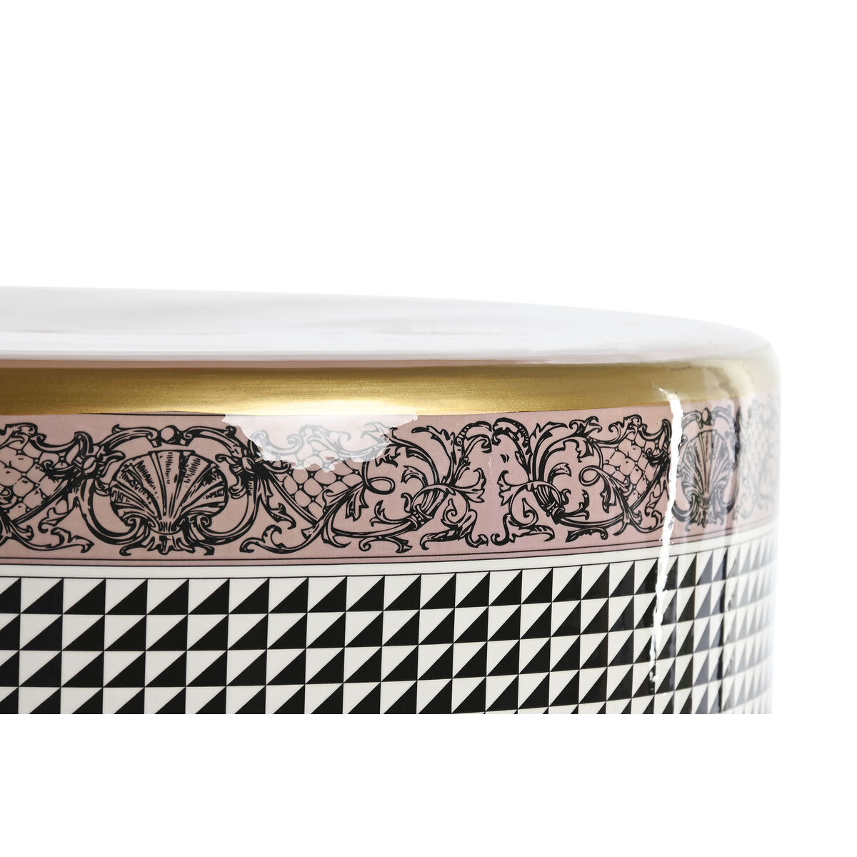 Көмөкчү стол үй ESPRIT Ак Black алтын жалатылган шабдалы фарфор 33 x 33 x 42 см-4