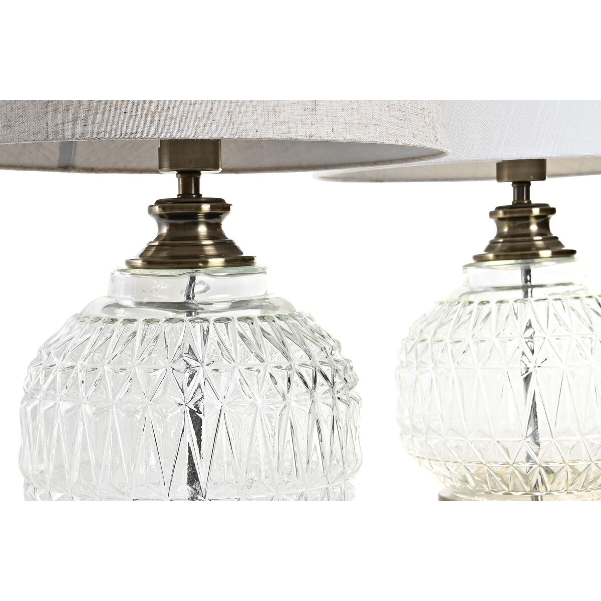 Lámpara de mesa Home ESPRIT Blanco Beige Metal Cristal 38 x 38 x 54 cm (2 piezas)-3