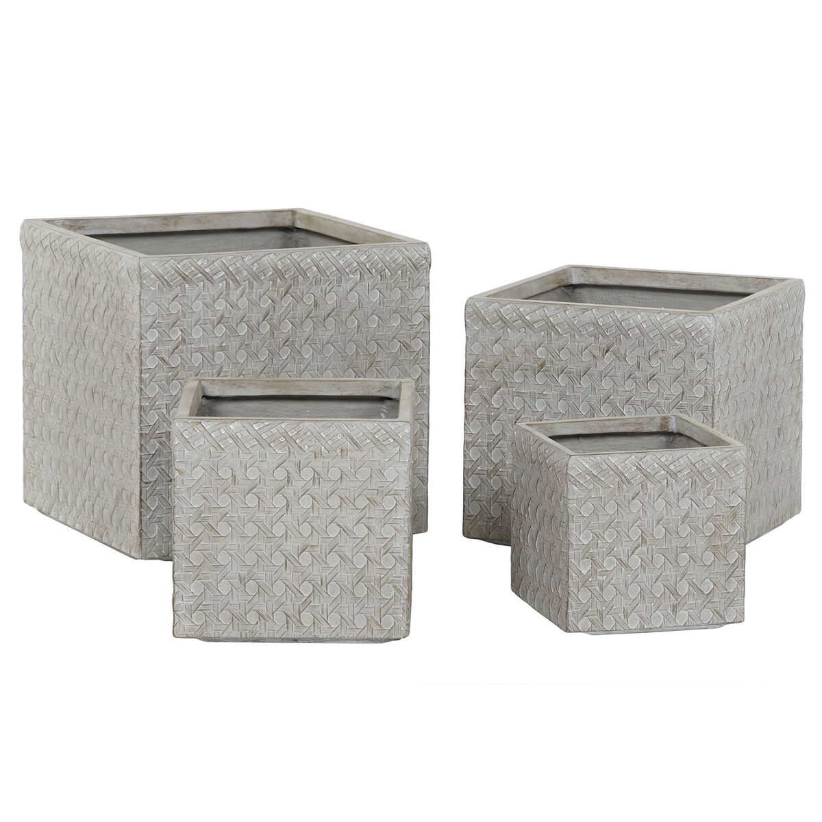 Kit de toux Home ESPRIT Beige Fibre de verre magnésium 44,5 x 44,5 x 42,5 cm (4 pièces)-2