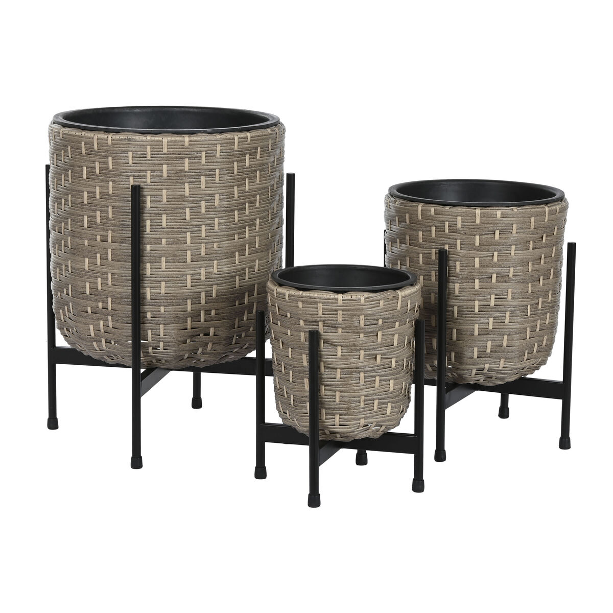 Home ESPRIT Metal Polypropylene Rattan Set 39 x 39 x 49 cm-2