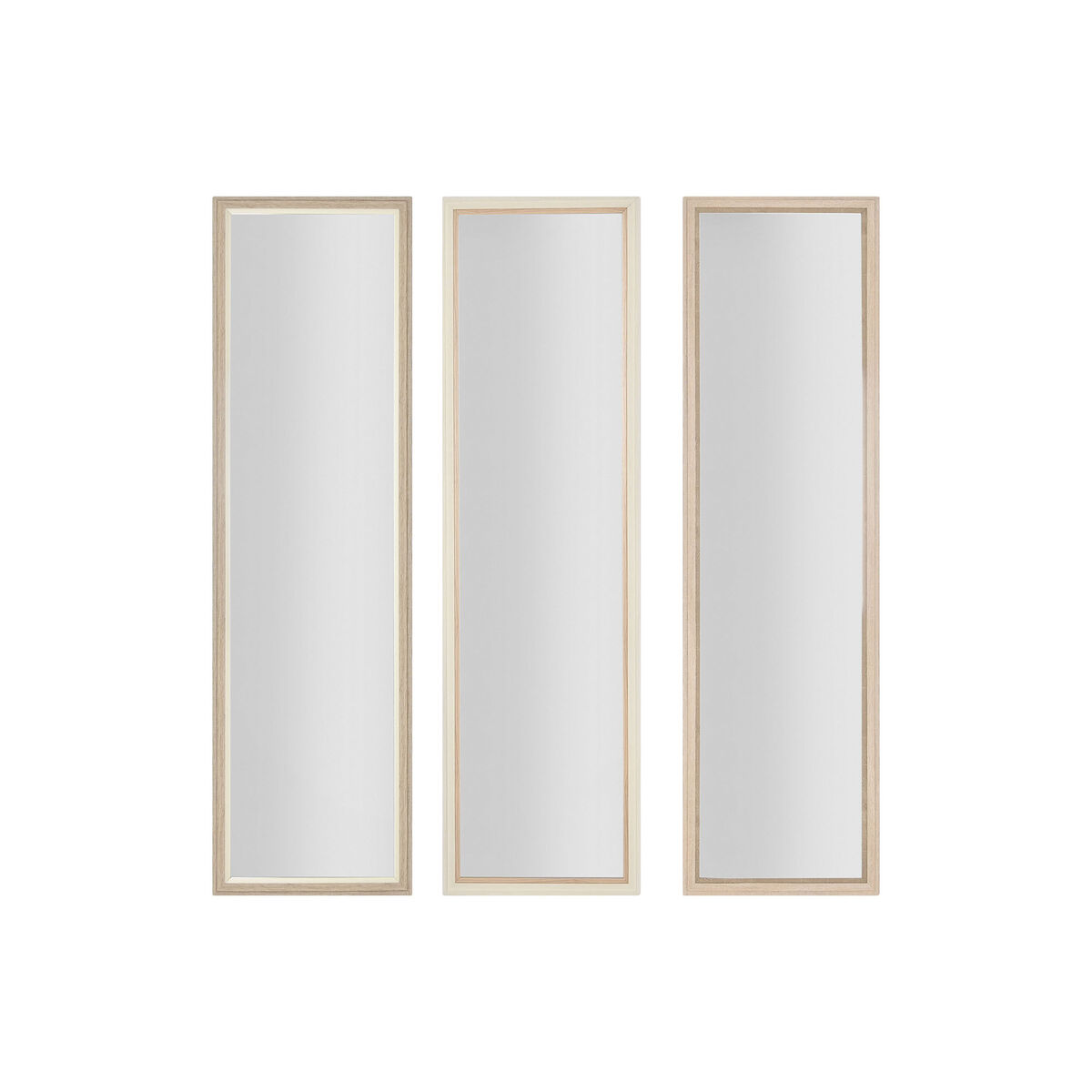 Қабырға айнасы Home ESPRIT Ақ қоңыр сарғыш Сұр шыны полистирол 35 x 2 x 132 см (4 дана)-2