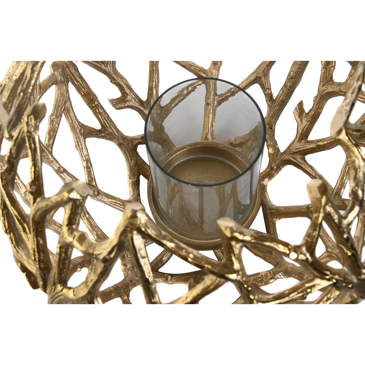 Подсвечник DKD Home Decor Позолоченный Алюминий Стеклянный 30 x 30 x 21 cm-2