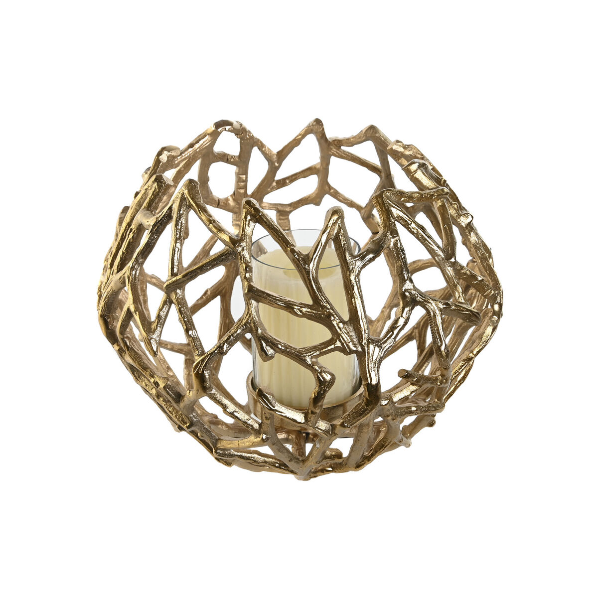 Подсвечник DKD Home Decor Позолоченный Алюминий Стеклянный 30 x 30 x 21 cm-3