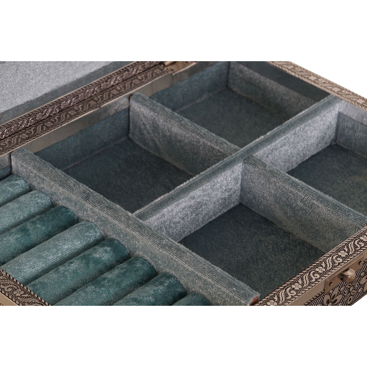 Шкатулка DKD Home Decor Серебристый Небесный синий Деревянный Алюминий 27,5 x 20 x 5,4 cm-2