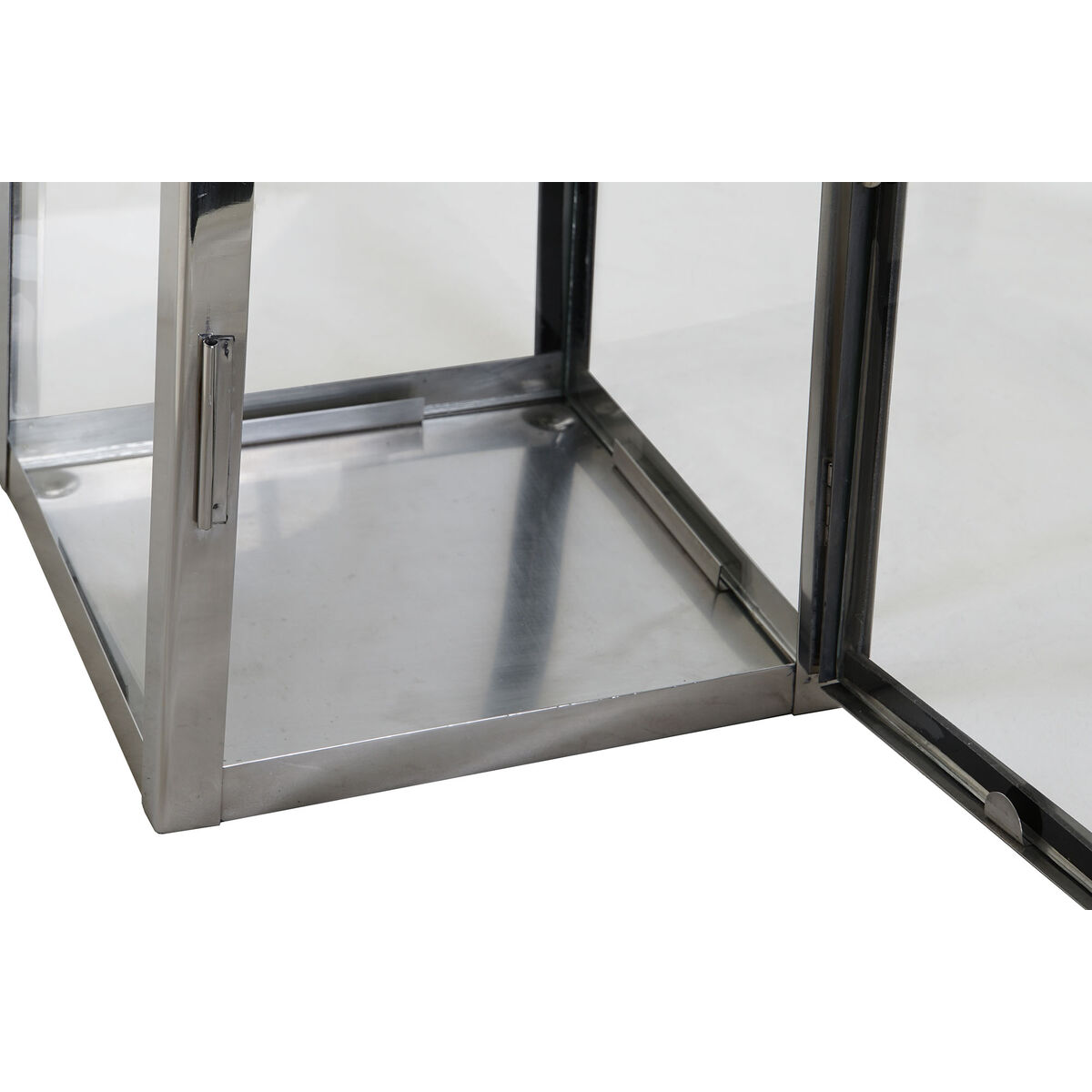 Фонарь DKD Home Decor Коричневый Серебристый Кожа Стеклянный Сталь хром 20 x 20 x 40 cm-4