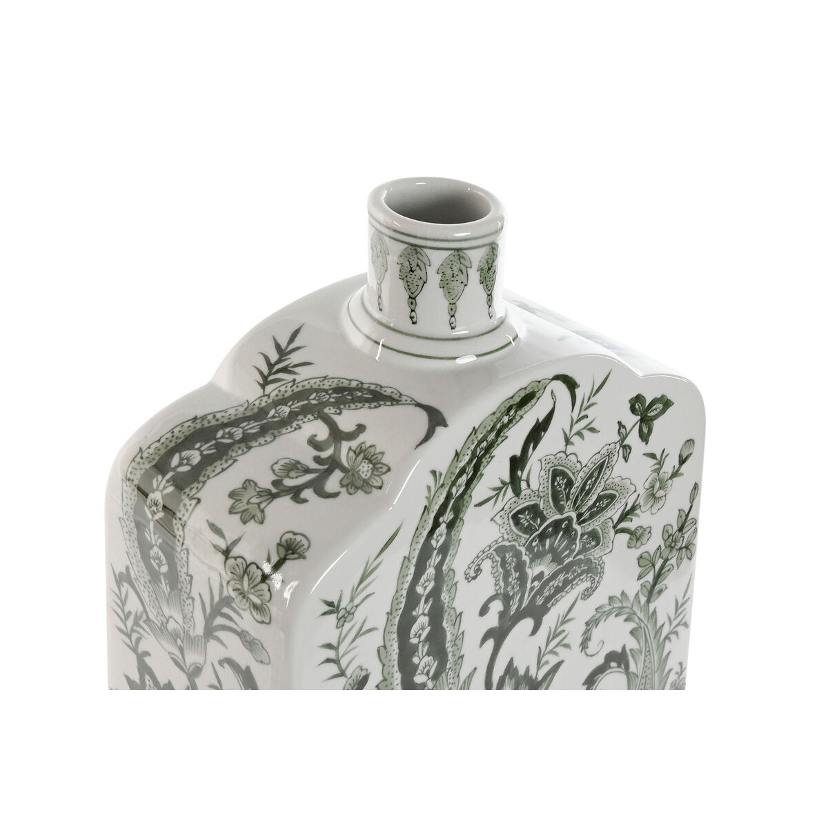Jug Home ESPRIT White Green Porcelain Plant Leaf 21 x 10 x 48 cm-2