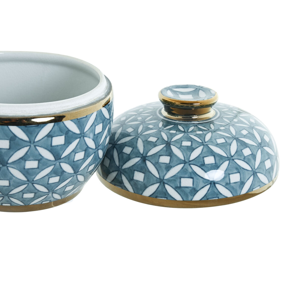 China Vase Home ESPRIT Blue Gold Plated Aluminum Porcelain 15 x 15 x 15 cm-2