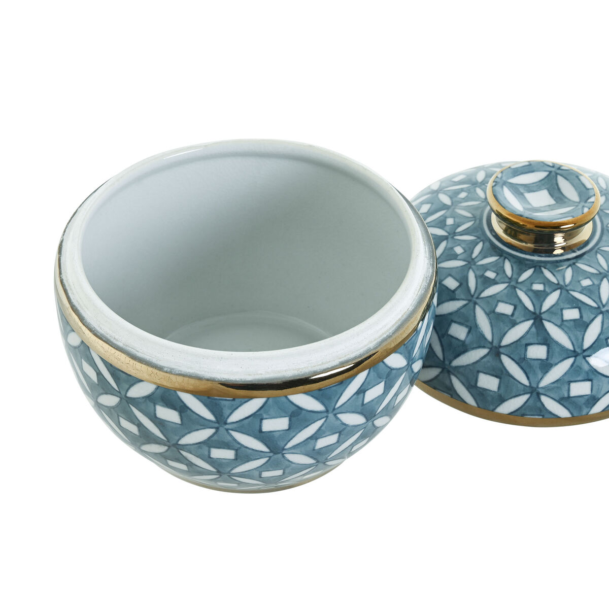 China Vase Home ESPRIT Blue Gold Plated Aluminum Porcelain 15 x 15 x 15 cm-3