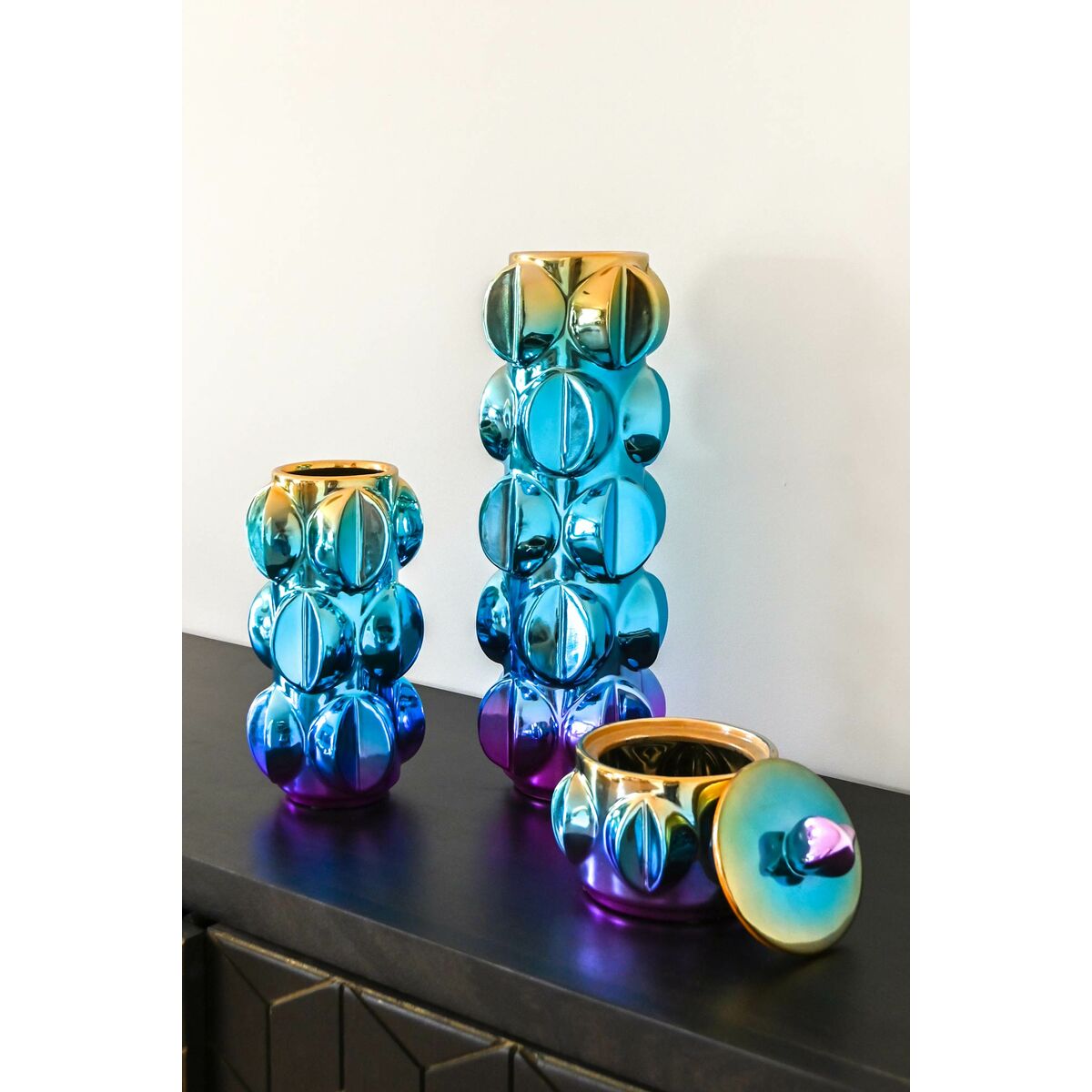 Jug Home ESPRIT Multicolored Ceramics Modern 12 x 12 x 24 cm (2 pieces)-2