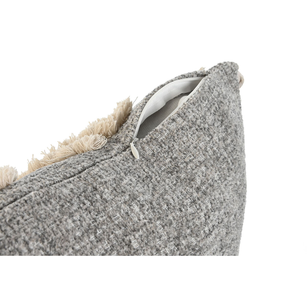 Home ESPRIT כרית לבנה אפור מברשות בוהו 45 x 15 x 45 ס 