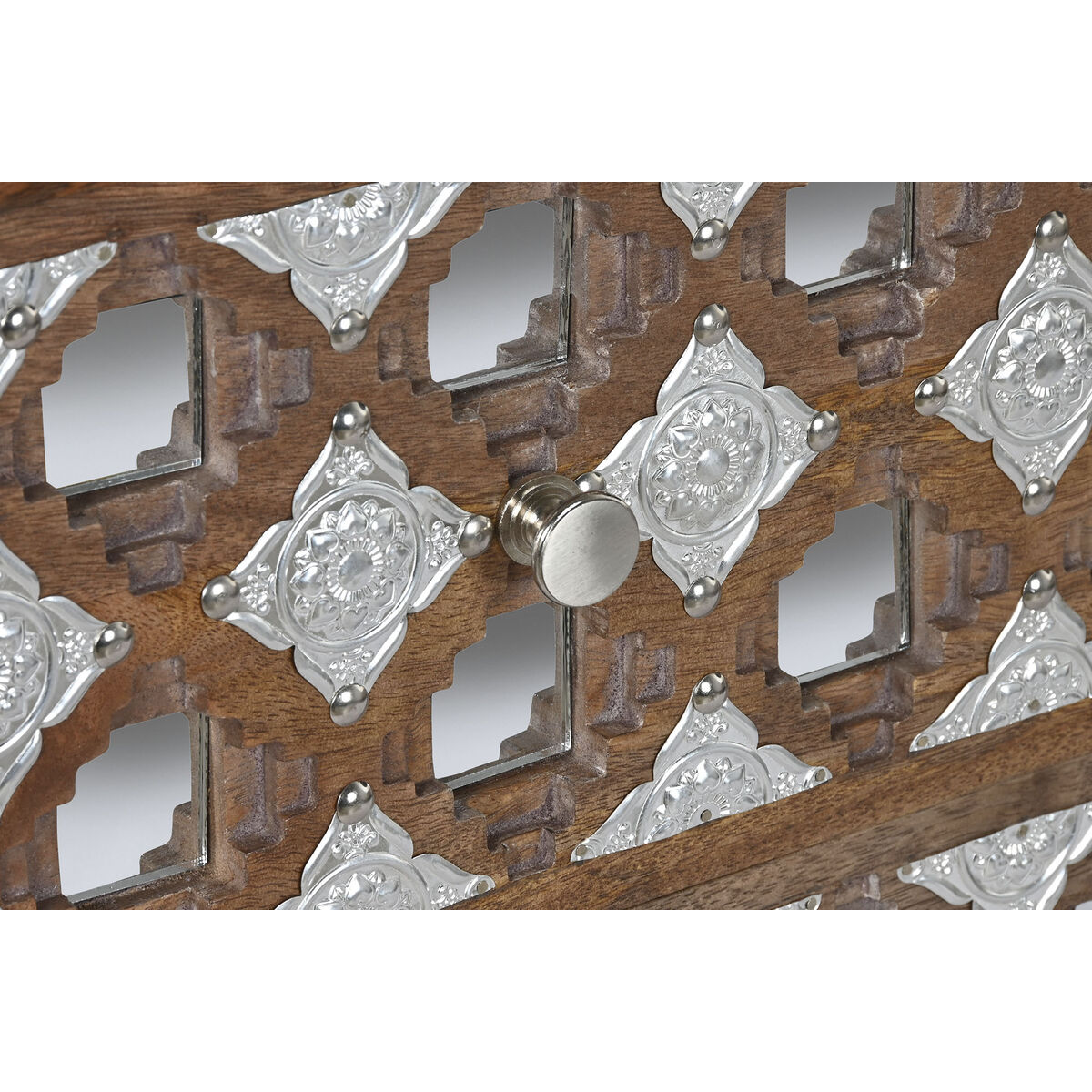 Комод Home ESPRIT Коричневый Чёрный Серебристый Древесина манго Зеркало Индиец 80 x 38 x 80 cm-5