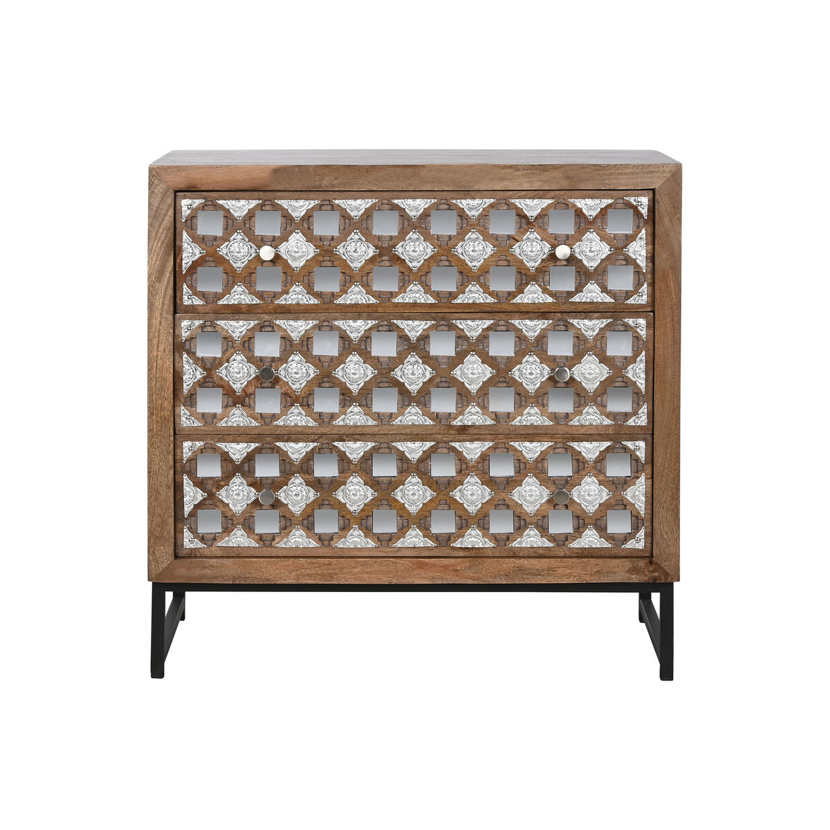 Комод Home ESPRIT Коричневый Чёрный Серебристый Древесина манго Зеркало Индиец 80 x 38 x 80 cm-7