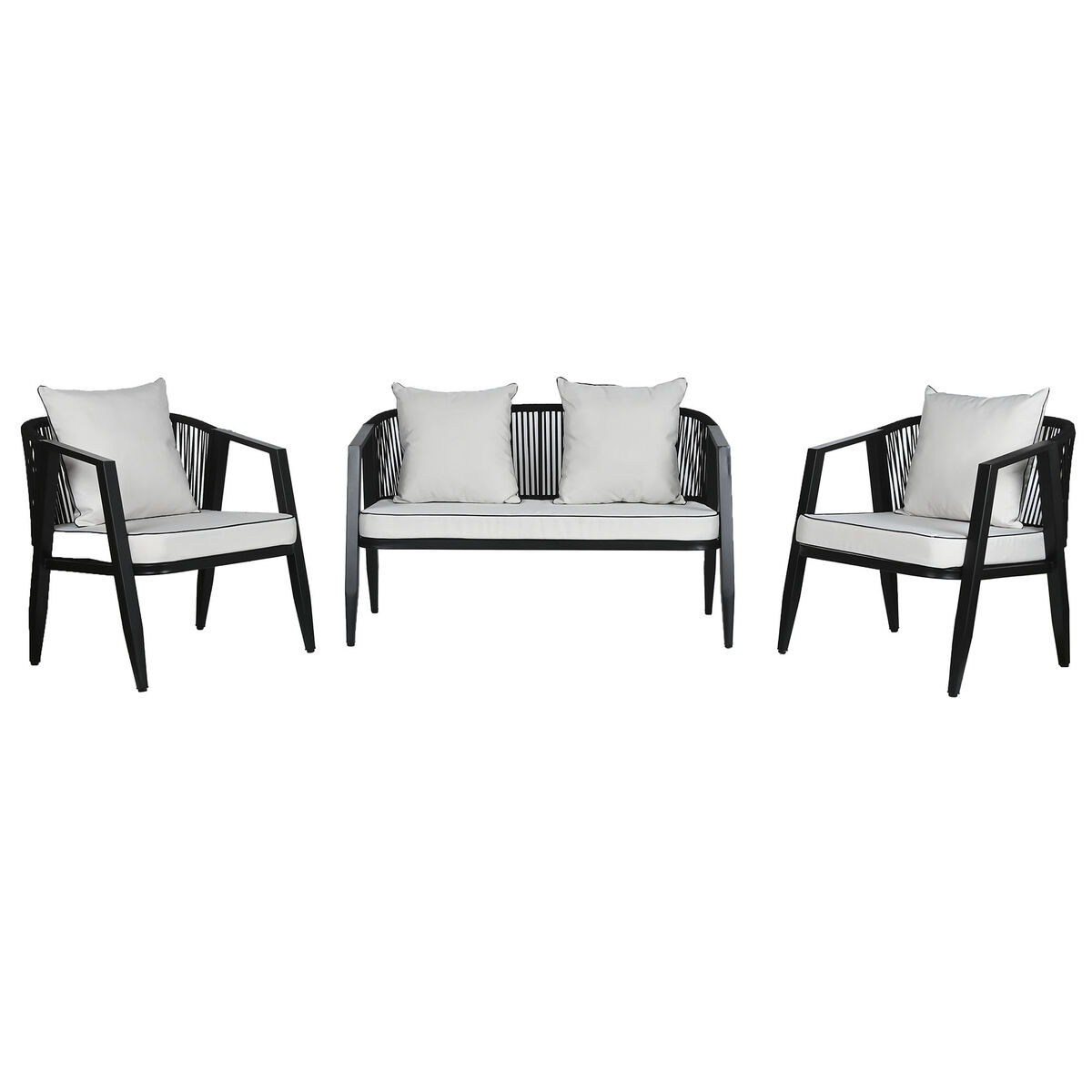Set Tisch und 3 Sessel Home ESPRIT Schwarz Glas Stahl 123 x 66 x 72 cm-8
