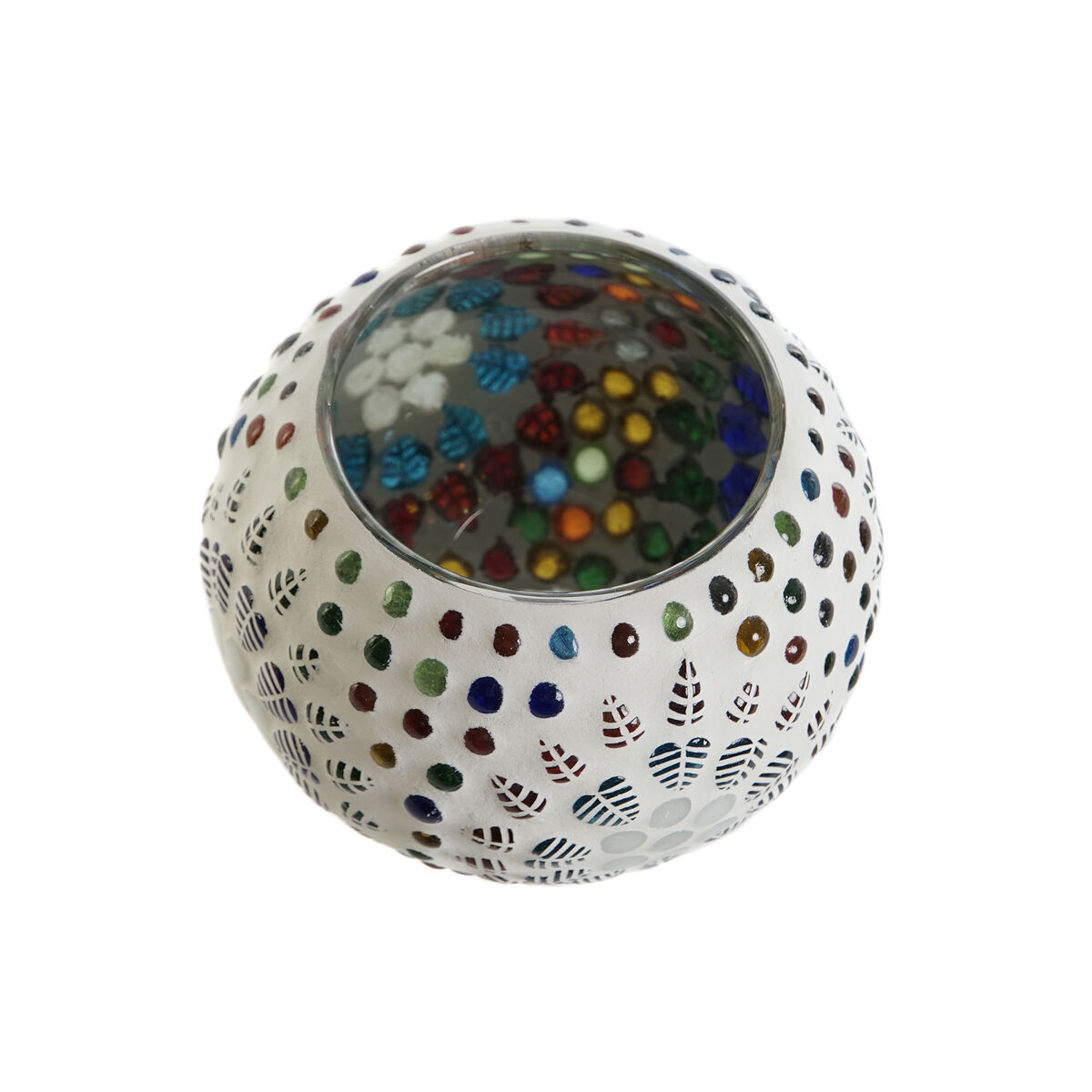 Подсвечник DKD Home Decor Белый Разноцветный Стеклянный 11 x 11 x 7 cm-3