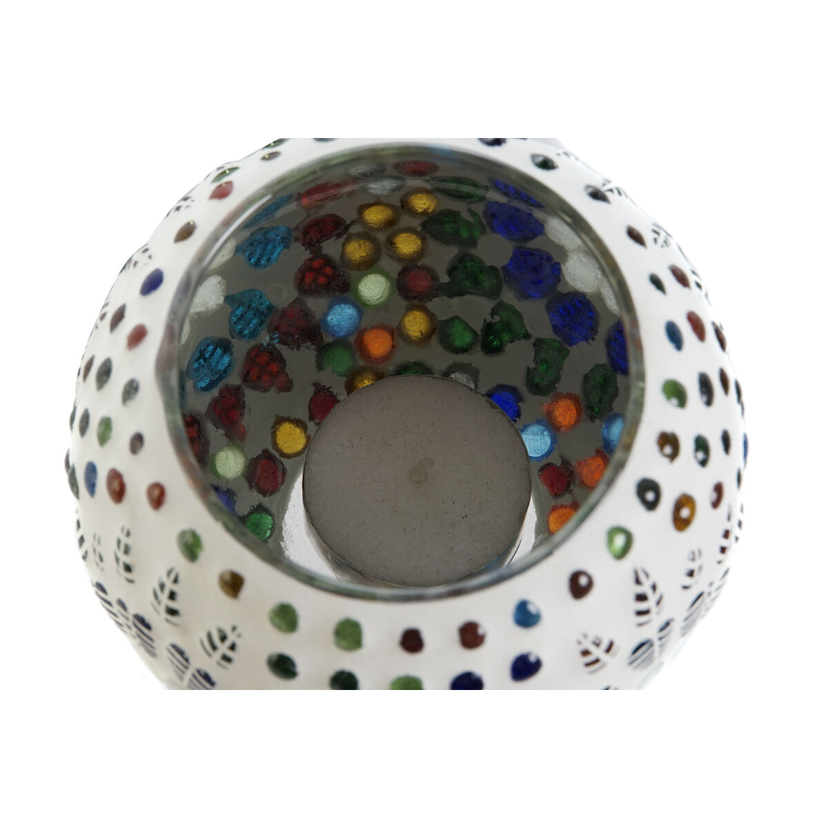 Подсвечник DKD Home Decor Белый Разноцветный Стеклянный 11 x 11 x 7 cm-4