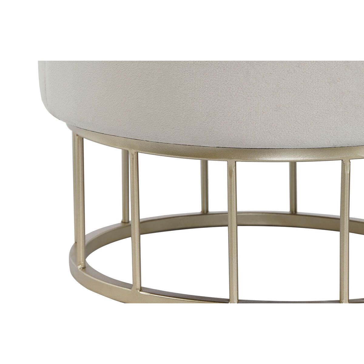 발판 DKD 홈 데코 베이지 골드 플레이트 폴리 에스테르 금속 38 x 38 x 41 cm-5