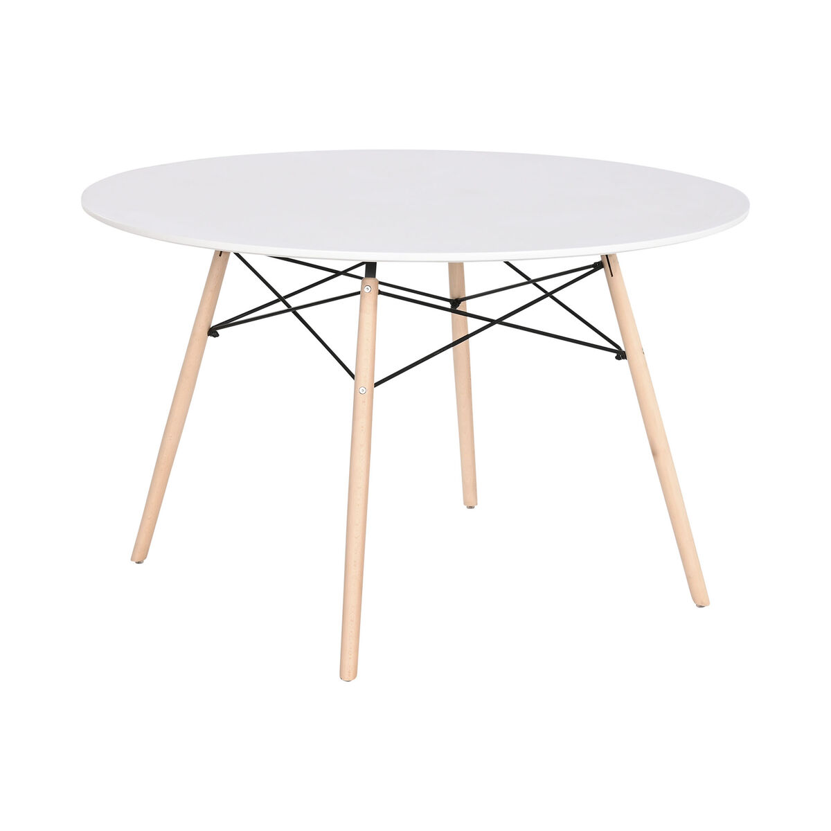 Mesa de jantar Home SPORT Branco Preto Bbereza Madeira MDF 120 x 120 x 74 cm-5
